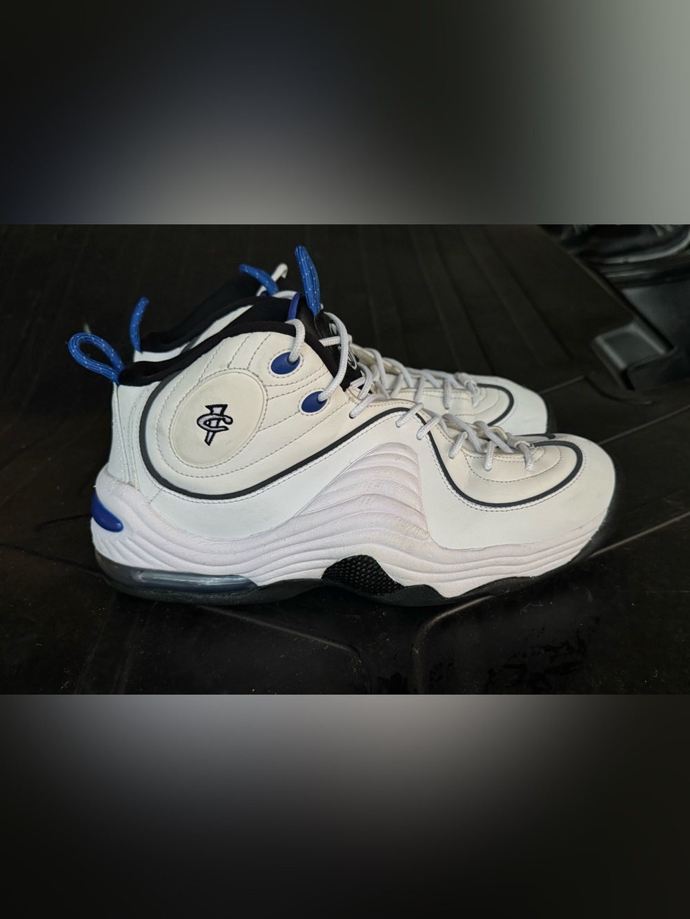 Nike White and Blue Men's Athletic High-Top Sneakers